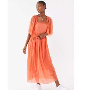 Wray sheer maxi dress, unique orange eye-catching style